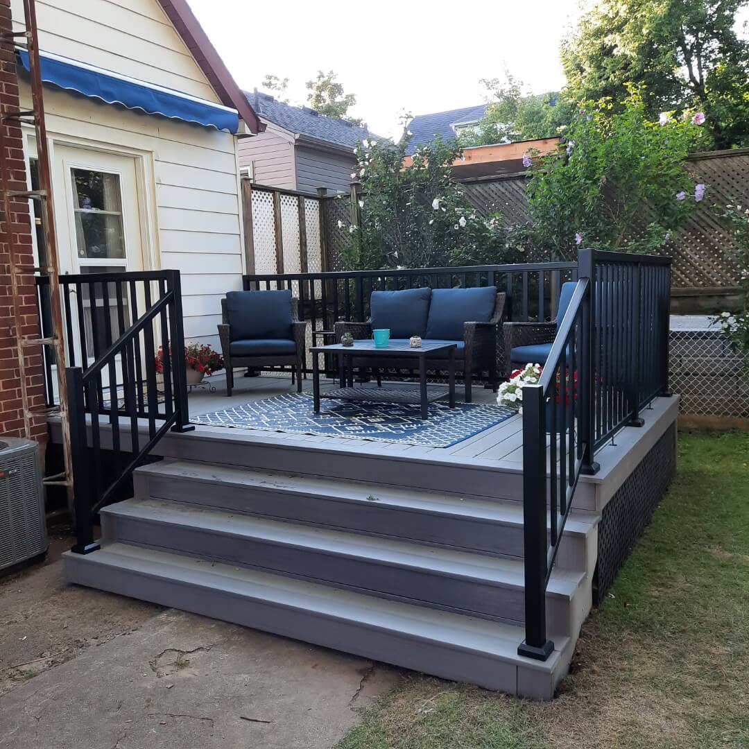 Composite deck with railing